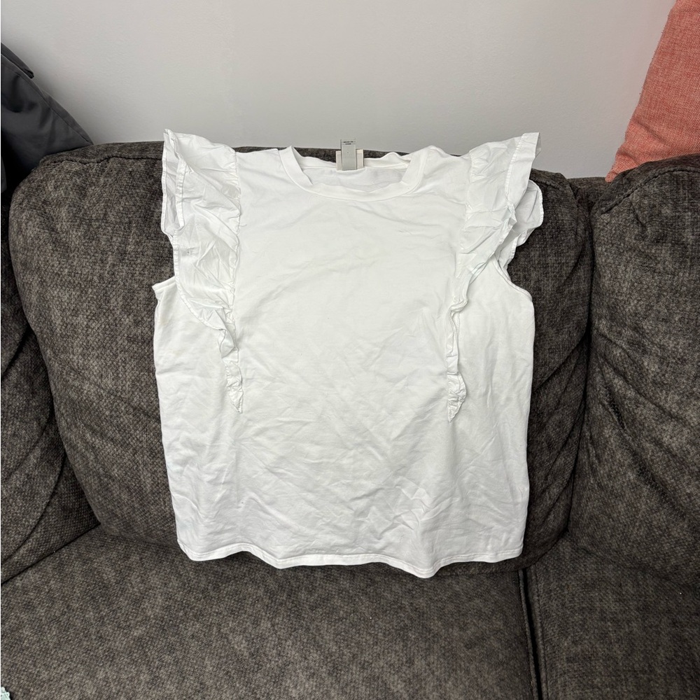a new day White Ruffled Blouse